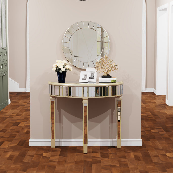 Mercer41 Adriatik 35.4" HalfRound Mirrored Console Table Wayfair